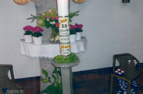 Kerze zur 25 Jahrfeier in der Pfarrkirche