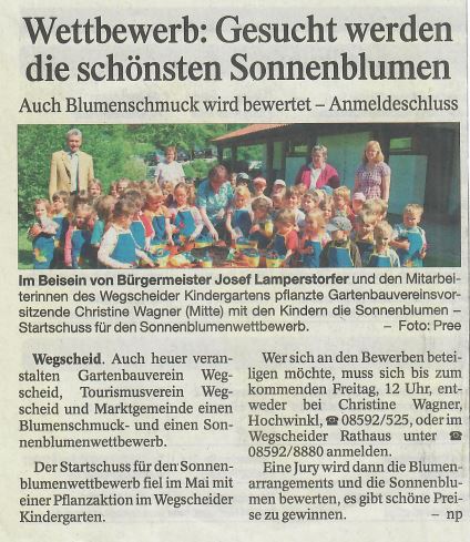 Wettbewerb: Gesucht werden die schönsten Sonnenblumen, Passauer Neue Presse vom 06. September 2011