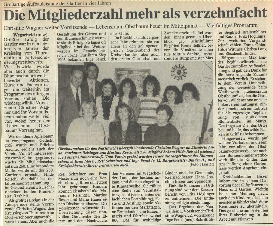 Die Mitgliederzahl mehr als verzehnfacht, Passauer Neue Presse 1994