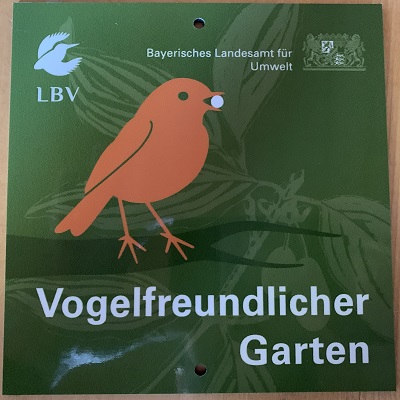 Plakette Vogelfreundlicher Garten