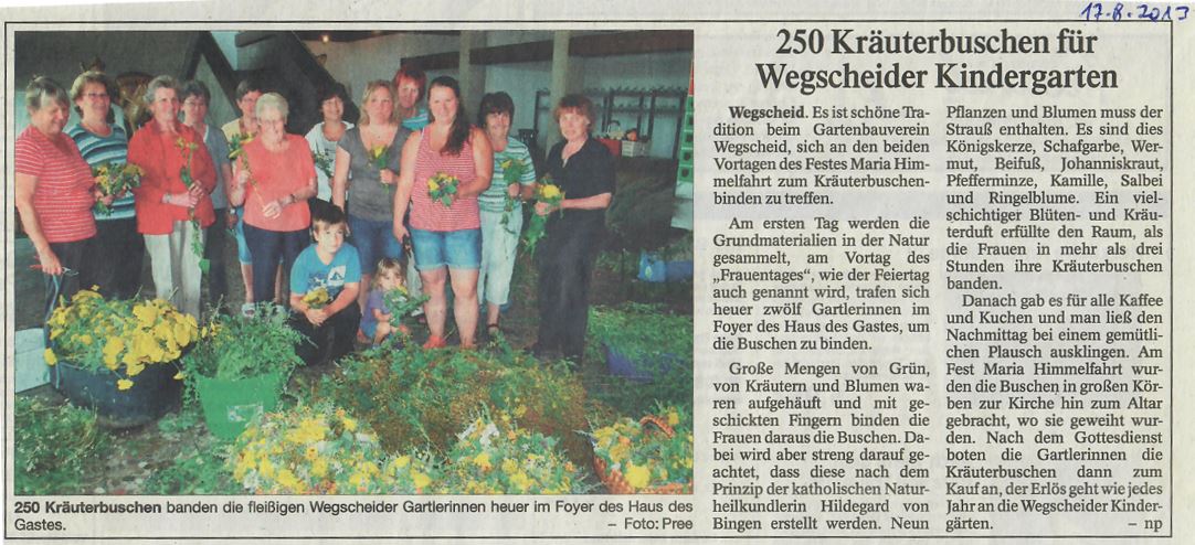 250 Kräuterbuschen für Wegscheider Kindergarten, Passauer Neue Presse vom 17. August 2013