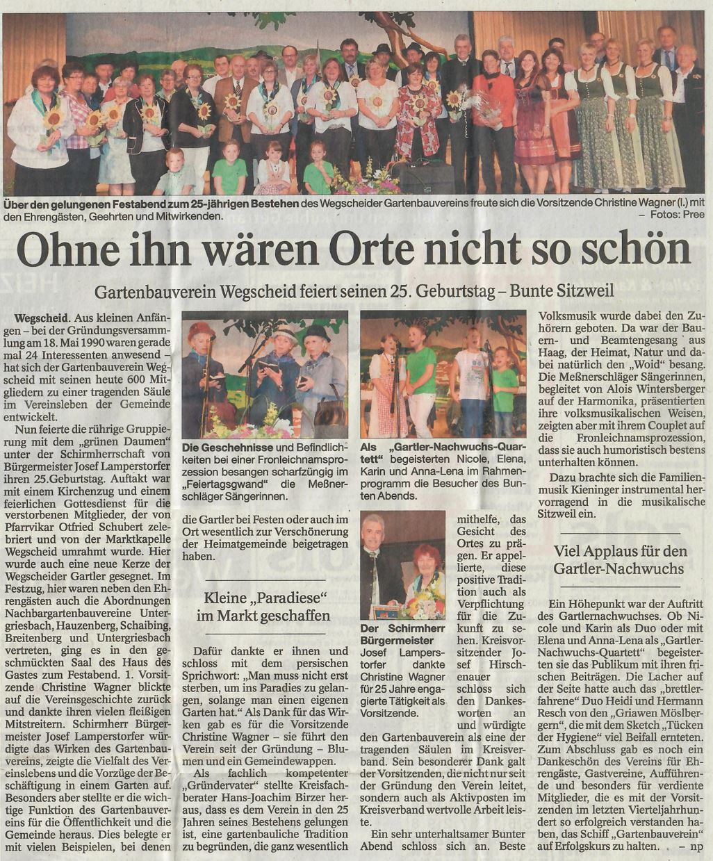 Ohne ihn wären Orte nicht so schön, 25 Jahrfeier, Passauer Neue Presse vom 25. Juni 2015