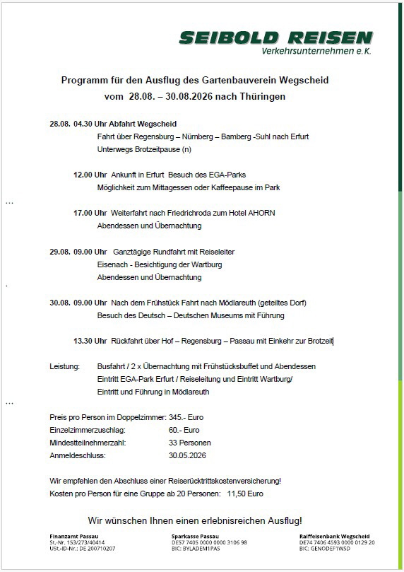 Programm Jahresausflug 2026